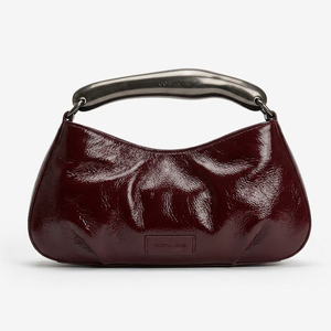 Bolso de Hombro de Cuero PU Brillante para Mujer, Bolso de Mano con Acabado Patentado, Forma Curva, Asa de Metal, Bolso de Moda Diaria - Product Image 1