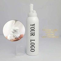 Shampoo Moussant 100ml pour Extensions de Cils, Crème Fouettée à Presser, Étiquettes Personnalisées Noir Vert Cerise, Centella Asiatica