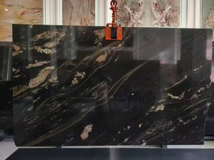 แผ่นหินอ่อนสีดำทอง <span class=keywords><strong>Prometheus</strong></span> ขัดเงา หินธรรมชาติลายเส้นทอง สำหรับเคาน์เตอร์ ผนัง พื้น โรงแรมหรู วิลล่า - Product Image 1