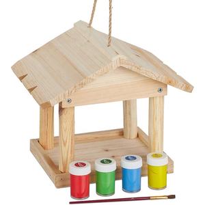 Cage à oiseaux en bois suspendue, style moderne, maison pour oiseaux sauvages d'extérieur, maison de jardin, station d'alimentation - Product Image 1