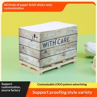 Briques de papier autocollantes 3D avec support en bois et logo personnalisé, fabricant de notes adhésives portables pour la publicité