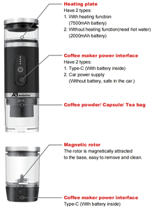 Machine à café portable Anbolife à capsule auto-chauffante pour voiture, rechargeable USB, 20 bars, avec <span class=keywords><strong>mousseur</strong></span> à <span class=keywords><strong>lait</strong></span> - Product Image 4