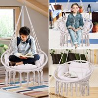 Fauteuil suspendu en macramé avec coussin et kit de fixation, crochet de plafond, franges tressées