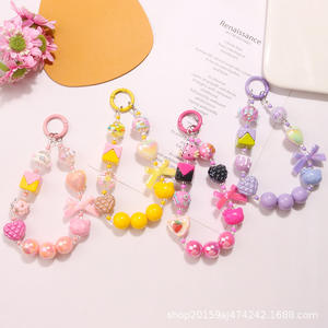 Nuevo lindo corazón pintado a mano acrílico llavero colgante estilo fresco arroz cuenta accesorios auricular funda Decoración - Product Image 2