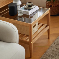 Table basse scandinave moderne en chêne massif, écologique, durable et économique, mobilier de salon pour hôtel et chambre à coucher