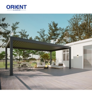 Pergola extérieure en aluminium 4.2X4.5 <span class=keywords><strong>4x3</strong></span> Pergola manuelle en aluminium avec panneaux solaires Pergola en aluminium avec toit pliable étanche - Product Image 5