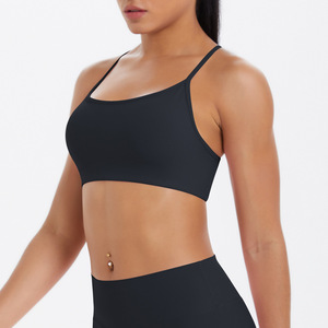 Wholesale Women Thin Strap Criss Cross Back Sports Bra Padded Seamless Shockproof Yoga Bra Gym Running Pilates Workout Crop Top - Product Image 1