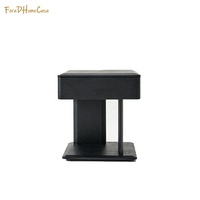 Table de chevet minimaliste en bois noir, style rustique, table de nuit haut de gamme pour chambre de villa