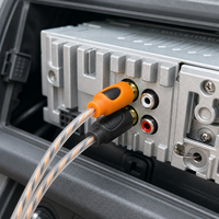 Câble audio RCA 2RCA mâle vers 2RCA mâle plaqué or, cordon d'interconnexion stéréo, gaine transparente, fil orange et noir pour amplificateur de voiture