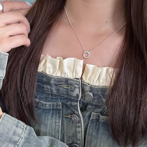 S925 Sterling Silver Hollow <b>Ring</b> <b>Necklace</b> Geometric Design 405cm Chain Length For Women Everyday Wear - Product Image 5
