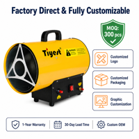 Chauffage industriel portable en acier inoxydable 15KW pour élevage de volailles, au propane GPL, à air forcé, avec moteur et pompe