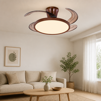 Ventilateur de plafond avec lumière LED BLDC de 36 pouces, style bois de noyer, avec pales cachées et télécommande