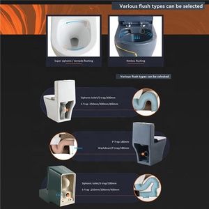 Articles sanitaires d'hôtel moyen-orient couleur noir et or <span class=keywords><strong>wc</strong></span> toilette salle de bains cuvette de toilette luxe une pièce couleur céramique toilette noire - Product Image 4