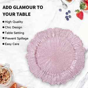Platos Base Decorativos de Plástico Irrompible de 13 Pulgadas, Color Rosa Arrecife, para Decoración de Bodas y Fiestas Nupciales - Product Image 2
