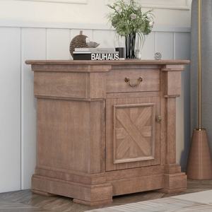 โต๊ะข้างเตียงไม้สไตล์แฮมป์ตันสมัยใหม่แบบลิ้นชักเดียวพร้อมมือจับโลหะ สำหรับห้องนอน ห้องนั่งเล่น ห้องรับประทานอาหาร หรือห้องครัว ตกแต่งบ้าน - Product Image 4