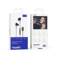 Earphone In-ear Berkabel YooKiE ETL02 Tipe-C Terlaris dengan Kontrol Volume Mic, Driver 14mm, Transmisi Digital, Tahan Air IPX-4, 1.2M