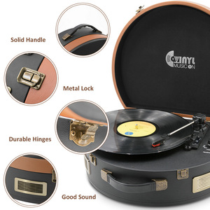 محمول بلوتوث نمط الرجعية حقيبة مشغل الفينيل خمر خزانة دوارة مع مكبر صوت خشبي اللاعبين سجل سماعة - Product Image 6