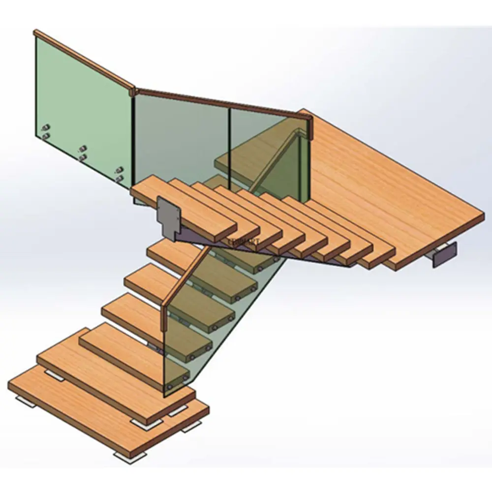 Scala interna moderna standard americana della scala diritta con le scale dell'interno dei gradini di legno