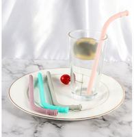Supermarché Superstore Vente en gros Paille portable en silicone réutilisable Paille pliable en silicone pour bouteille à boire avec étui