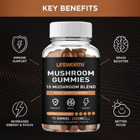 LIFEWORTH Vente en gros de suppléments alimentaires pour la mémoire et la concentration Gommes à mâcher Reishi Lions Mane Mushroom