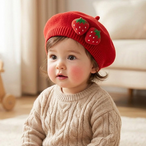 Nouveau béret pour bébé, chapeau doux et respirant pour la protection de la fontanelle du nouveau-né, chapeau de peintre pour enfants de style européen et américain - Product Image 1