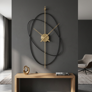 <b>Modern</b> Metal <b>Wall</b> <b>Clock</b> Geometric Design Quartz Analog Silent Living Room Decor Hanging <b>Clock</b> - Product Image 5