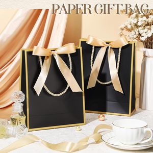 Sacchetti Regalo Neri e Oro con Manico, Sacchetti Regalo con Fiocco <span class=keywords><strong>per</strong></span> Festività, Capodanno, San Valentino, Matrimoni, Addii al Nubilato, Baby Shower - Product Image 4
