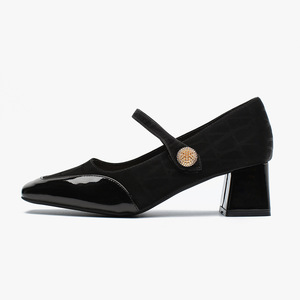 Zapatos de tacón alto Mary Jane para mujer, estilo nuevo primavera-otoño 2026, zapato de corte bajo, con una sola tira, punta cuadrada, tacón alto - Product Image 1