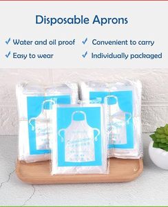 Disposable PE Bib <b>Apron</b> Waterproof Oil Proof Cooking <b>Apron</b> Individually Packaged White <b>Plastic</b> - Product Image 1