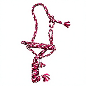 Harnais pour cheval en corde PP nouée à la main, de qualité supérieure, avec perles, rose, blanc, rouge, tressé, durable, équipement d'entraînement équestre, 2x3x2m Rub - Product Image 1