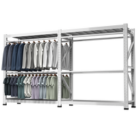 Système de rangement suspendu pour vêtements en entrepôt, rails suspendus à double niveau pour le stockage en vrac de vêtements