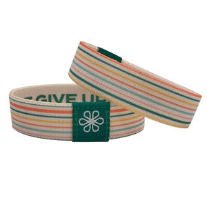 Özel şerit desen elastik bileklik dokuma etiket bilezikler spor erkek kadın promosyon Polyester bilekliği - Product Image 3