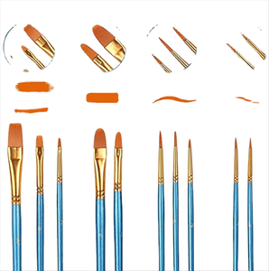 Набор акриловых кистей, 10 шт., с тонким нейлоновым ворсом, деревянная ручка, плоские кисти для акварели, акрила, масляной живописи, хит продаж - Product Image 2
