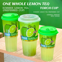 Gobelet en plastique jetable personnalisé avec logo, 700 ml, qualité alimentaire, 90 mm, gobelet en PP givré, gobelet à bulles, gobelet rayé avec couvercle en dôme, anti-fuite