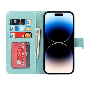 Étui portefeuille en cuir pour iPhone 13 Pro Max avec fermeture magnétique, étanche et antichoc, 3 emplacements pour cartes - Vert - Product Image 2