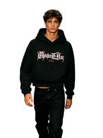 Sweat à capuche court personnalisé Kornit DTG imprimé 100% coton vintage surdimensionné pour homme avec lettres gothiques en strass, style streetwear Y2K