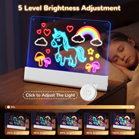 Lampe de chevet créative à double panneau en acrylique avec LED 7 couleurs à intensité variable, tableau de messages réinscriptible, cadeau d'anniversaire pour chambre d'enfant