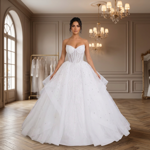 Vestido de Novia Moderno de Satén con Cuentas, Estilo Vintage, Talla Grande, Sin Mangas, Cuello Redondo, Largo hasta el Suelo, Estilo Sirena/Trompeta, Cintura Natural - Product Image 5