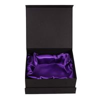 Boîte d'emballage en carton noire de 50 unités, boîte à rabat en soie violette, emballage cadeau