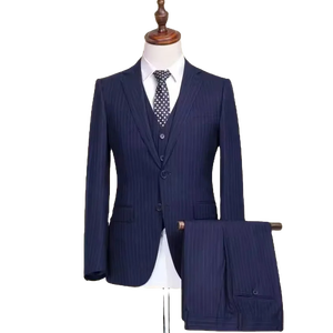 Modieuse Vlootblou Asemhalende Gerieflike Enkelry Twee-Knoop Gestreepte Tweestuk - Product Image 1