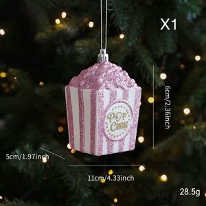 Vente en gros d'ornements de Noël en plastique rose brillant de haute qualité, écologiques, en forme de dessin animé, à suspendre, pour les arbres de Noël - Product Image 3