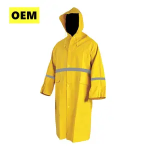 yellow pvc polyester Rain Coat Poncho PVC and Polyester Waterproof Raincoat Customized Logo Printed Long Reusable rain gear