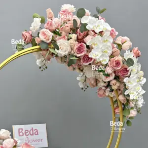 Beda OEM Hochzeit Blumenball Arrangement handgefertigter Hochzeitstisch Herzstück künstliche Champagner weiße Rose Party Heimdekoration