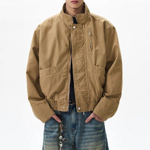 Personnalisation OEM de haute qualité américain Vintage <span class=keywords><strong>toile</strong></span> lavée unisexe pilote col montant vêtements de travail poche zippée veste pour hommes - Product Image 3