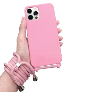 Skin TPU PC Cell Phone Shockproof Cover Smartphone Phone Case For iPhone 11 Pro 12 13 14 Plus 15 Pro Max Case With Lanyard