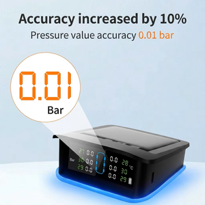 Sistema <span class=keywords><strong>de</strong></span> control <span class=keywords><strong>de</strong></span> presión <span class=keywords><strong>de</strong></span> neumáticos (TPMS) solar para camiones, con sensor interno para 4 <span class=keywords><strong>ruedas</strong></span>, alerta en tiempo real y luz ambiental para furgonetas <span class=keywords><strong>de</strong></span> carga y autobuses. - Product Image 5