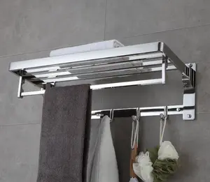 304 Edelstahl Handtuchständer dicker Halter mobiler Haken Wandmontage Regal Bar Spiegel Chrome-Duschhänger Badezimmerzubehör