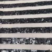 Tissu en maille tricotée à rayures 100 % polyester 160 g/m² avec broderie de sequins pour robe de mariée, fabriqué en Chine