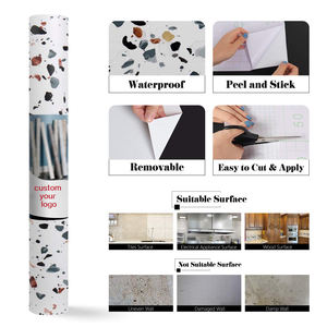 Carta da parati per controsoffitto in granito di marmo bianco carta da parati in Terrazzo impermeabile in vinile Peel and Stick rotolo di carta da parati per bancone da cucina - Product Image 6