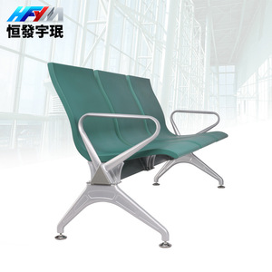 Silla de espera Yu Min de 3 plazas con asiento de PU verde y reposabrazos para uso público en interiores - Product Image 4